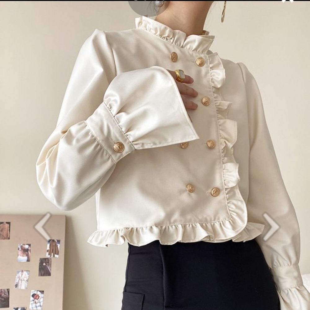 Chicwish Cream Ruffled Blouse - Picture 3 of 10